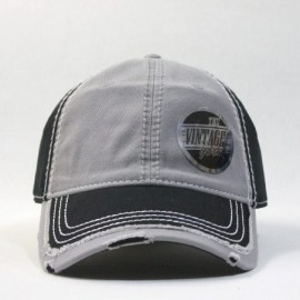 Baseball Caps Washed Cotton Distressed with Heavy Stitching Adjustable Baseball Cap - Black/Gray/Black - C118K35QIGX $11.11