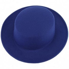 Fedoras Adult Women Men Flat Top Hat Fedora Hats Trilby Caps Panama Hat Jazz Cap - Blue - CI180ERW7HR $12.86