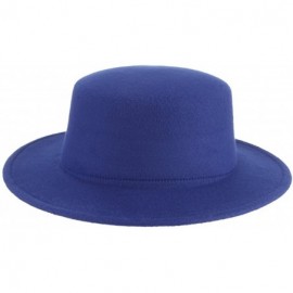 Fedoras Adult Women Men Flat Top Hat Fedora Hats Trilby Caps Panama Hat Jazz Cap - Blue - CI180ERW7HR $12.86