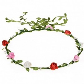 Headbands Girls Flower Crown Wreath Headband Garland Headbands Photography Prop - Pink/Red/White - CB18GC22Q7Y $8.43