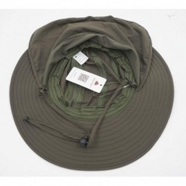 Sun Hats Mens UPF 50+ Sun Protection Cap Wide Brim Fishing Hat with Neck Flap - Army Green - C518U64M6NK $17.34