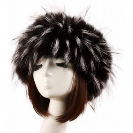 Skullies & Beanies Women's Faux Fur Headband Soft Winter Cossack Russion Style Hat Cap - Black&white - C118L8I4RSH $11.21