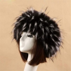 Skullies & Beanies Women's Faux Fur Headband Soft Winter Cossack Russion Style Hat Cap - Black&white - C118L8I4RSH $11.21
