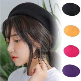 Berets Women Laidies Baggy Beret Made of Faux Wool-Winter Warming Beanie Artist Hat Solid Color Autumn Cap - Sky Blue - CZ18Z...