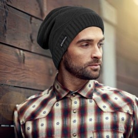 Skullies & Beanies Cable Knit Slouchy Beanie for Men- Lined Winter Beanie Hats for Men Chunky & Warm- Trendy Thick Skull Cap ...