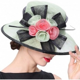 Sun Hats Women 3 Layers Sinamay Kentucky Derby Church Sun Summer Hats - Mint Black - C112FZF0QHX $52.65