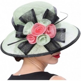 Sun Hats Women 3 Layers Sinamay Kentucky Derby Church Sun Summer Hats - Mint Black - C112FZF0QHX $52.65