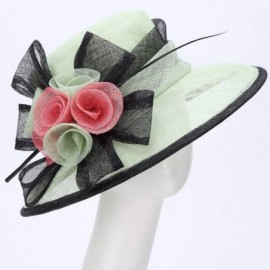 Sun Hats Women 3 Layers Sinamay Kentucky Derby Church Sun Summer Hats - Mint Black - C112FZF0QHX $52.65