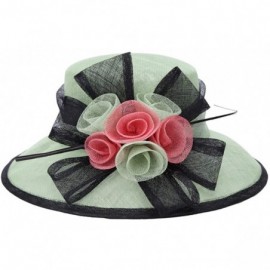 Sun Hats Women 3 Layers Sinamay Kentucky Derby Church Sun Summer Hats - Mint Black - C112FZF0QHX $52.65