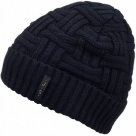 Skullies & Beanies Mens Winter Knitting Wool Warm Hat Daily Slouchy Hats Beanie Skull Cap - Navy Blue - CG1265BJYPB $12.63