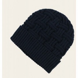 Skullies & Beanies Mens Winter Knitting Wool Warm Hat Daily Slouchy Hats Beanie Skull Cap - Navy Blue - CG1265BJYPB $12.63