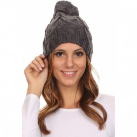 Skullies & Beanies Tabb Unisex Cable Knit Pom Pom Bobble Beanie Hat - Charcoal - CZ127DHPJR3 $9.37