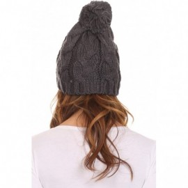 Skullies & Beanies Tabb Unisex Cable Knit Pom Pom Bobble Beanie Hat - Charcoal - CZ127DHPJR3 $9.37