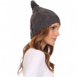 Skullies & Beanies Tabb Unisex Cable Knit Pom Pom Bobble Beanie Hat - Charcoal - CZ127DHPJR3 $9.37