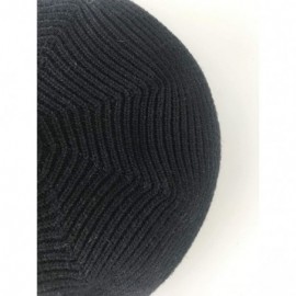 Berets Women's Solid Knit Furry French Beret Chic Beanie - Fall Winter Paris Artist Cap Beanie Hat - Black - CH18Z4H8QUN $10.18