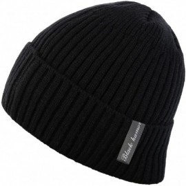 Skullies & Beanies Winter Fluff Lined Beanie Hat Knit Skull Cap - Black Without Neck Warmer - CU12OBEVAKO $13.69
