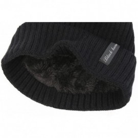 Skullies & Beanies Winter Fluff Lined Beanie Hat Knit Skull Cap - Black Without Neck Warmer - CU12OBEVAKO $13.69