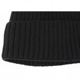 Skullies & Beanies Winter Fluff Lined Beanie Hat Knit Skull Cap - Black Without Neck Warmer - CU12OBEVAKO $13.69