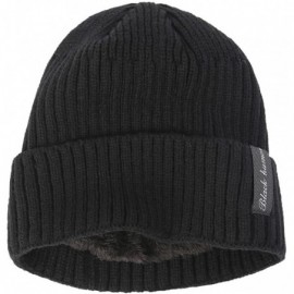 Skullies & Beanies Winter Fluff Lined Beanie Hat Knit Skull Cap - Black Without Neck Warmer - CU12OBEVAKO $13.69