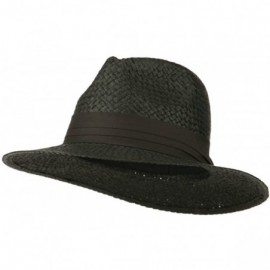 Cowboy Hats Panama Straw Fedora Hat - Black - C511VTJ2SFX $25.94