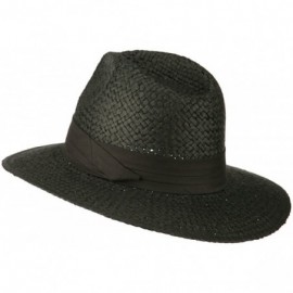 Cowboy Hats Panama Straw Fedora Hat - Black - C511VTJ2SFX $10.11