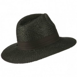 Cowboy Hats Panama Straw Fedora Hat - Black - C511VTJ2SFX $29.31