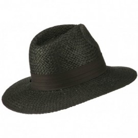 Cowboy Hats Panama Straw Fedora Hat - Black - C511VTJ2SFX $10.11