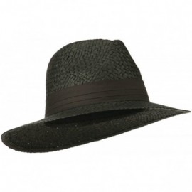 Cowboy Hats Panama Straw Fedora Hat - Black - C511VTJ2SFX $10.11