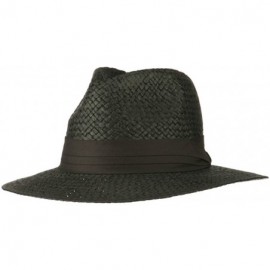 Cowboy Hats Panama Straw Fedora Hat - Black - C511VTJ2SFX $25.94