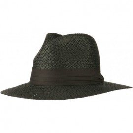 Cowboy Hats Panama Straw Fedora Hat - Black - C511VTJ2SFX $10.11