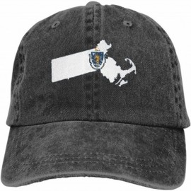 Baseball Caps Unite States Flag Map Shape Design Denim Fabric Baseball Hat Adjustable Jeans Cap - Massachusetts State - CP18U...
