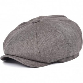 Newsboy Caps Men's Linen Newsboy Cap Herringbone Breathable Summer Hat - Dark Grey - CS1962CHXN2 $33.32