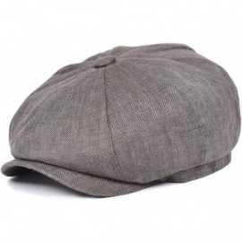 Newsboy Caps Men's Linen Newsboy Cap Herringbone Breathable Summer Hat - Dark Grey - CS1962CHXN2 $21.32