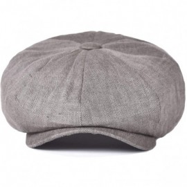Newsboy Caps Men's Linen Newsboy Cap Herringbone Breathable Summer Hat - Dark Grey - CS1962CHXN2 $33.32