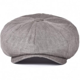 Newsboy Caps Men's Linen Newsboy Cap Herringbone Breathable Summer Hat - Dark Grey - CS1962CHXN2 $21.32