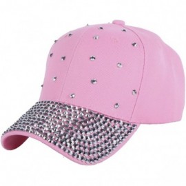 Baseball Caps Women Rhinestone Bling Baseball Cap Adjustable Studded Crystal Snapback Sun Hat - Pink-silverstone - CH18GZ7K9U...