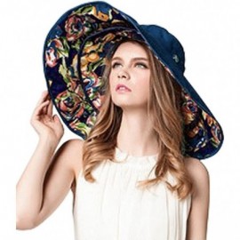 Sun Hats Womens Large Brim Floppy Foldable Roll up UPF 50+ Beach Sun Hat - Navy - C212E8Y7FGR $14.62