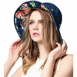 Sun Hats Womens Large Brim Floppy Foldable Roll up UPF 50+ Beach Sun Hat - Navy - C212E8Y7FGR $32.78