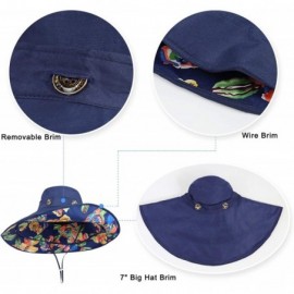 Sun Hats Womens Large Brim Floppy Foldable Roll up UPF 50+ Beach Sun Hat - Navy - C212E8Y7FGR $14.62