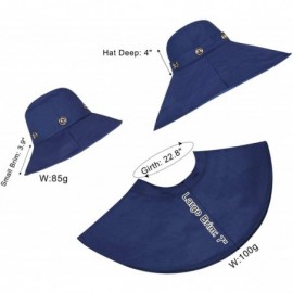 Sun Hats Womens Large Brim Floppy Foldable Roll up UPF 50+ Beach Sun Hat - Navy - C212E8Y7FGR $14.62