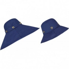 Sun Hats Womens Large Brim Floppy Foldable Roll up UPF 50+ Beach Sun Hat - Navy - C212E8Y7FGR $14.62