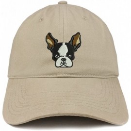 Baseball Caps Boston Terrier Embroidered Brushed Cotton Dad Hat Ball Cap - Khaki - CQ180D8M32D $32.58