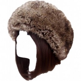 Skullies & Beanies Women's Faux Fur Headband Soft Winter Cossack Russion Style Hat Cap - Brown Grey - C918L8KHD2L $14.07