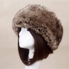 Skullies & Beanies Women's Faux Fur Headband Soft Winter Cossack Russion Style Hat Cap - Brown Grey - C918L8KHD2L $14.07