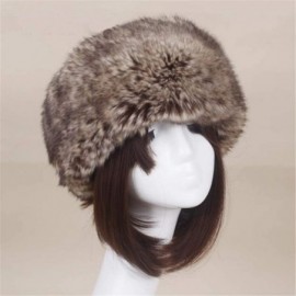 Skullies & Beanies Women's Faux Fur Headband Soft Winter Cossack Russion Style Hat Cap - Brown Grey - C918L8KHD2L $14.07
