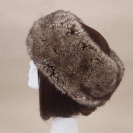 Skullies & Beanies Women's Faux Fur Headband Soft Winter Cossack Russion Style Hat Cap - Brown Grey - C918L8KHD2L $14.07