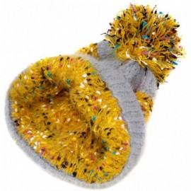 Skullies & Beanies Women Fashion Winter Fall Soft Knitted Multi Color Animal Print Cat Ear Beanie Hats - Sprinkles - Mustard ...