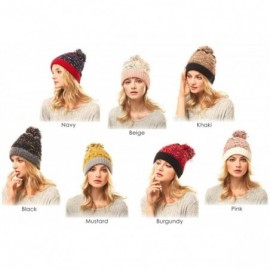 Skullies & Beanies Women Fashion Winter Fall Soft Knitted Multi Color Animal Print Cat Ear Beanie Hats - Sprinkles - Mustard ...