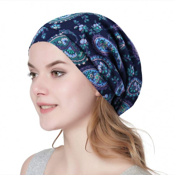 Skullies & Beanies Satin Lined Sleep Cap Slouchy Slap Hat — Soft Elastic Band- Stay All Night - Elegent Paisley - CQ18NG50T3E...