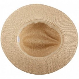Sun Hats Women Straw Hat Panama Fedoras Beach Sun Hats Summer Cool Wide Brim UPF50+ - Khaki B - CI18UCDAOGK $12.37